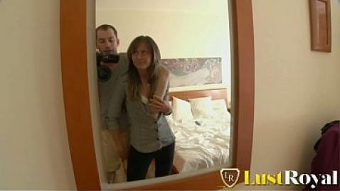 The beauty caresses the penis and gives it in the ass
