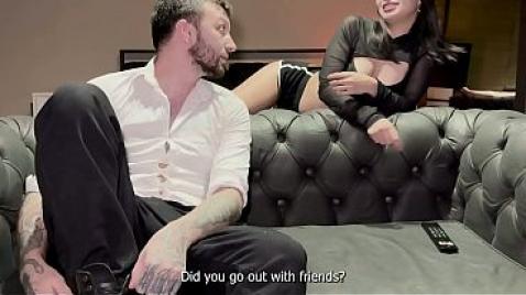 The movie turned out to be boring, and the guy decided to give oral sex and fuck his girlfriend