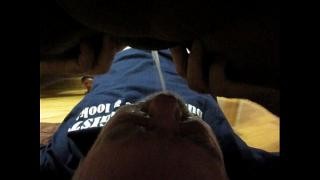 The woman pissed in the man's mouth