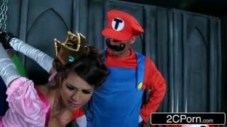 Mario brothers brutally rape a tied up brunette