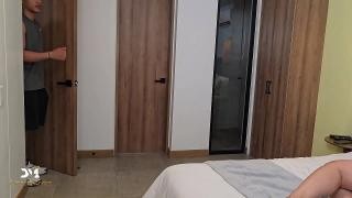 A mature mommy applied cream before sex.