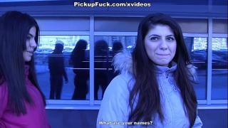 A girl gave a blow job to strangers in the toilet.