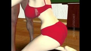 A young teacher is taking an exam from two of her students, who in turn decide to give two penises in exchange for a hentai grade.