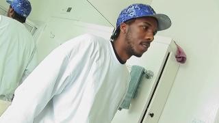 A black woman takes a bath and gives a blowjob to her young neighbor.