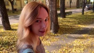 The girl started masturbating after going outside.
