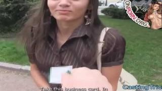 A shy girl auditions for a porn studio.