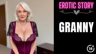 A mature grandmother is waiting for a guest