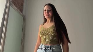 A pretty brunette gives her man a blowjob and then fucks him.