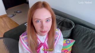 Redhead girl gives her friend a blowjob