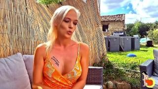 A mature blonde lured a man into sex with her tits.