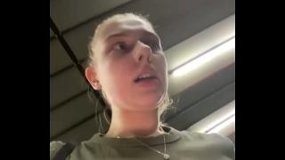 A young blonde girl masturbates herself with a toy