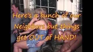 A mature granny gives a blowjob to two black guys