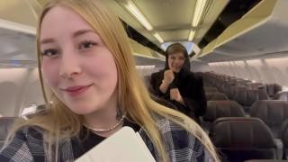 A blonde girl gave a guy a blowjob