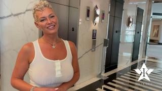 A busty woman had sex with a young fitness trainer.