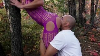 Porn in the woods outdoors