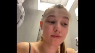 A girl walks with a toy in her vagina